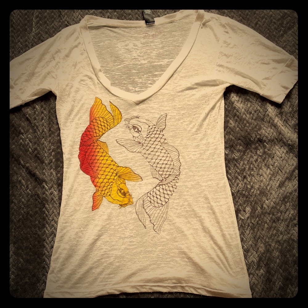 Gorgeous semi sheer silk screened tee